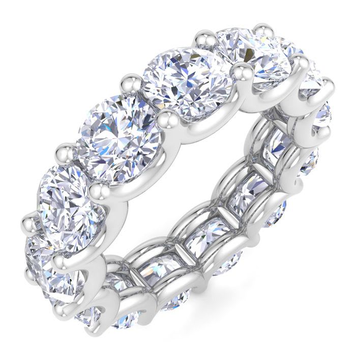 9 3/4 Carat Round Lab Grown Diamond Eternity Ring In Platinum, Ring Size 8
