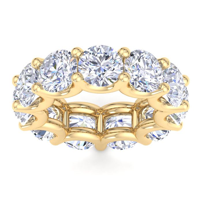 11 Carat Round Lab Grown Diamond Eternity Ring In 14 Karat Yellow Gold, Ring Size 4