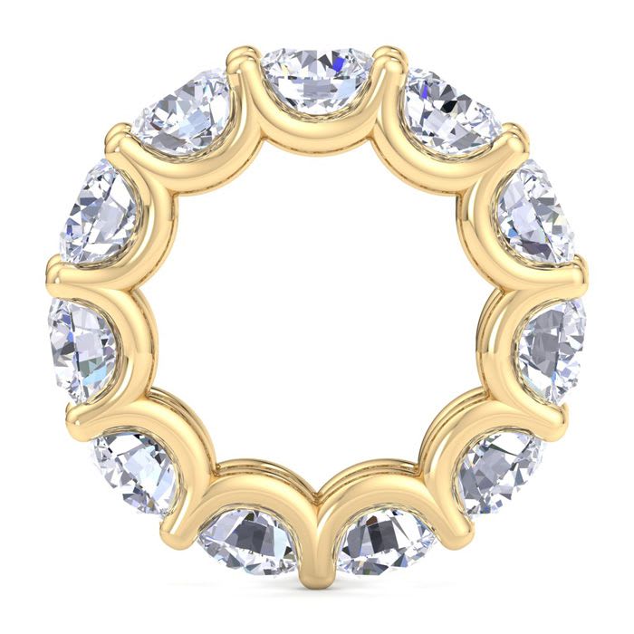 11 Carat Round Lab Grown Diamond Eternity Ring In 14 Karat Yellow Gold, Ring Size 4