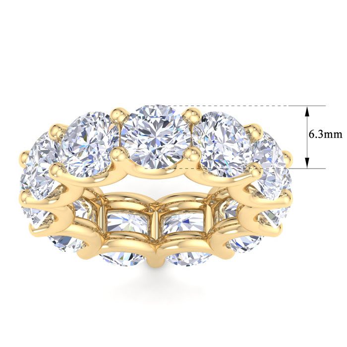 11 Carat Round Lab Grown Diamond Eternity Ring In 14 Karat Yellow Gold, Ring Size 4
