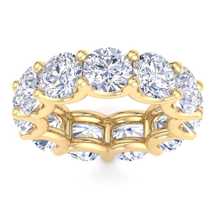 11 Carat Round Lab Grown Diamond Eternity Ring In 14 Karat Yellow Gold, Ring Size 5