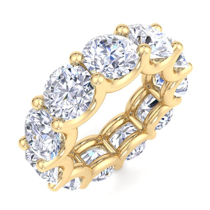 11 Carat Round Lab Grown Diamond Eternity Ring In 14 Karat Yellow Gold, Ring Size 5