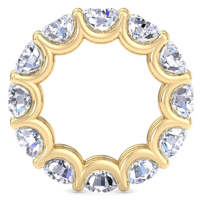 12 Carat Round Lab Grown Diamond Eternity Ring In 14 Karat Yellow Gold, Ring Size 6