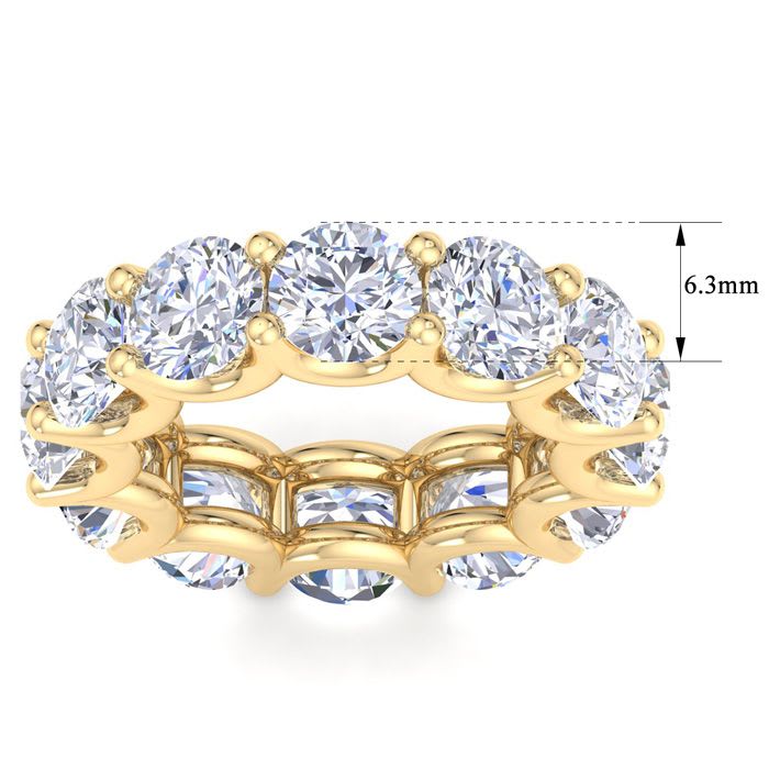 12 Carat Round Lab Grown Diamond Eternity Ring In 14 Karat Yellow Gold, Ring Size 6