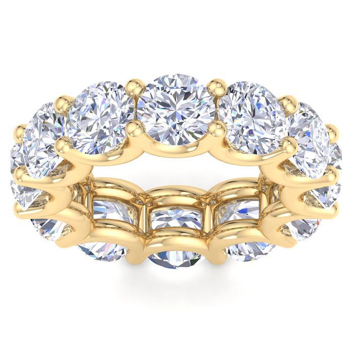 12 Carat Round Lab Grown Diamond Eternity Ring In 14 Karat Yellow Gold, Ring Size 6.5