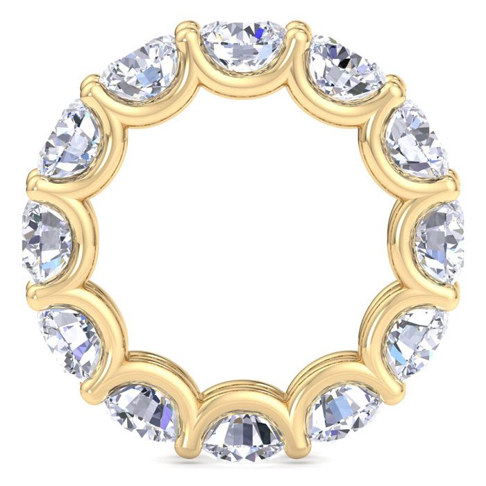 12 Carat Round Lab Grown Diamond Eternity Ring In 14 Karat Yellow Gold, Ring Size 7