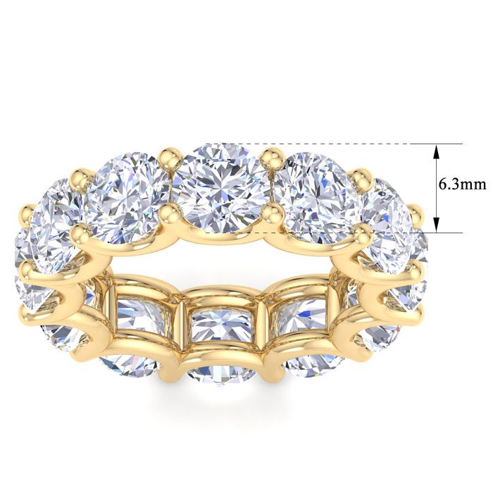12 Carat Round Lab Grown Diamond Eternity Ring In 14 Karat Yellow Gold, Ring Size 7