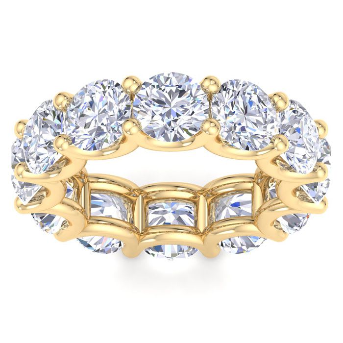 12 Carat Round Lab Grown Diamond Eternity Ring In 14 Karat Yellow Gold, Ring Size 7.5