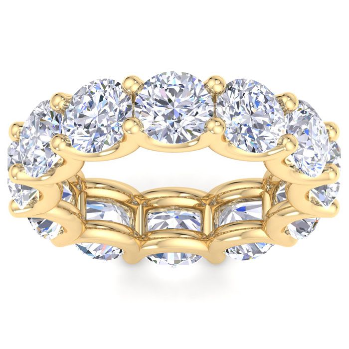 12 Carat Round Lab Grown Diamond Eternity Ring In 14 Karat Yellow Gold, Ring Size 8