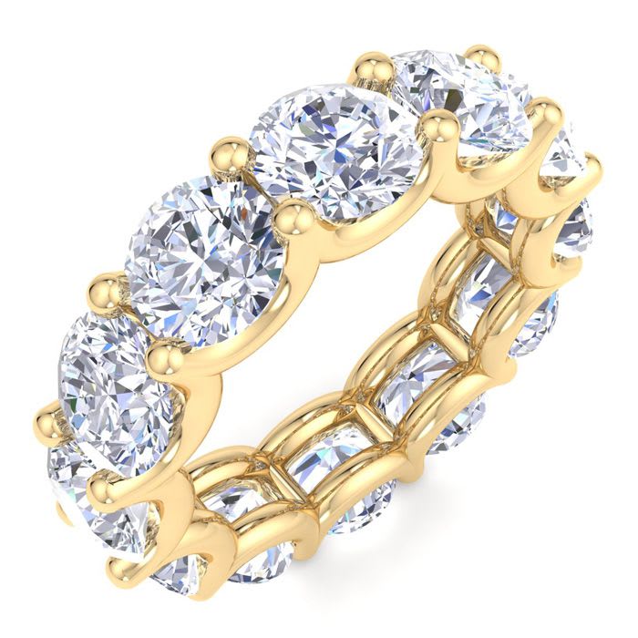 13 Carat Round Lab Grown Diamond Eternity Ring In 14 Karat Yellow Gold, Ring Size 8.5