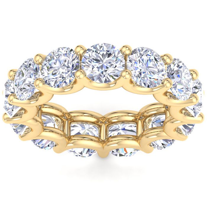 13 Carat Round Lab Grown Diamond Eternity Ring In 14 Karat Yellow Gold, Ring Size 9