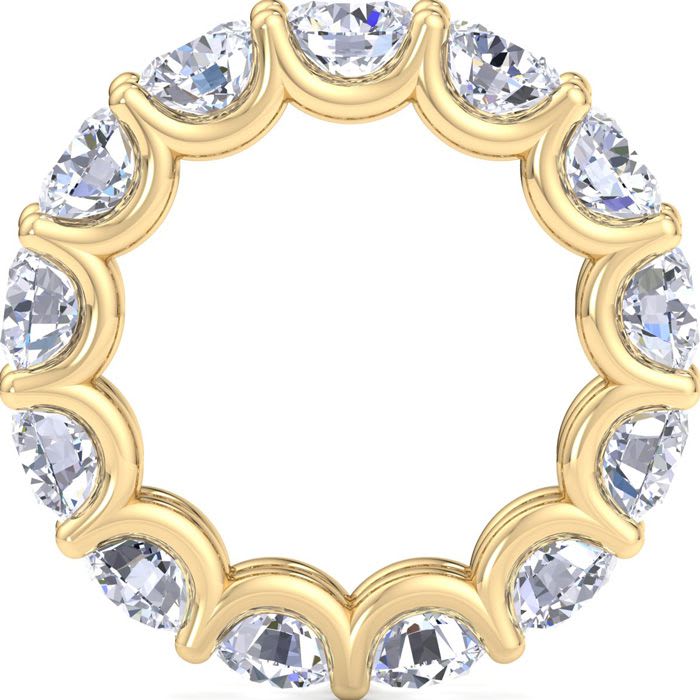 13 Carat Round Lab Grown Diamond Eternity Ring In 14 Karat Yellow Gold, Ring Size 9