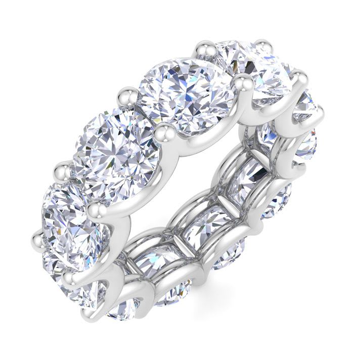 12 Carat Round Lab Grown Diamond Eternity Ring In Platinum, Ring Size 5.5