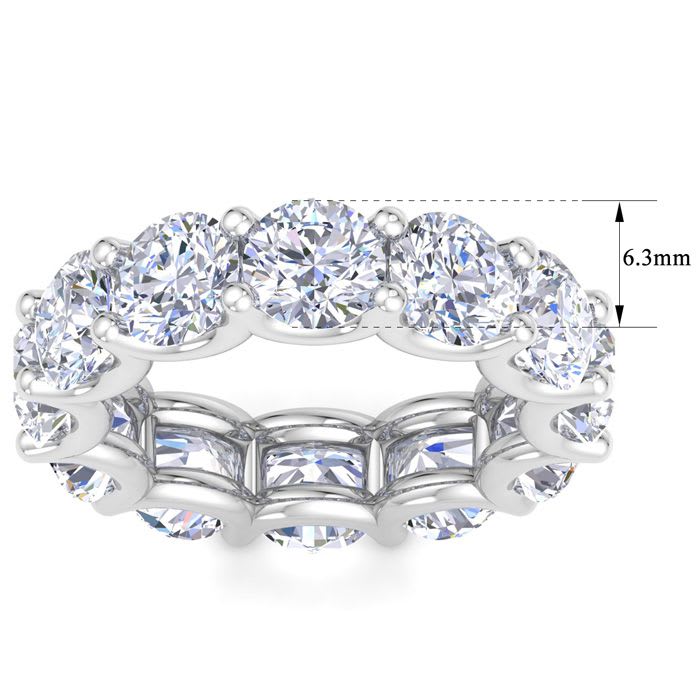 12 Carat Round Lab Grown Diamond Eternity Ring In Platinum, Ring Size 8
