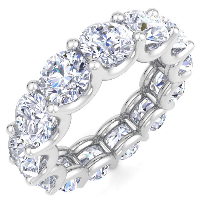 13 Carat Round Lab Grown Diamond Eternity Ring In Platinum, Ring Size 9