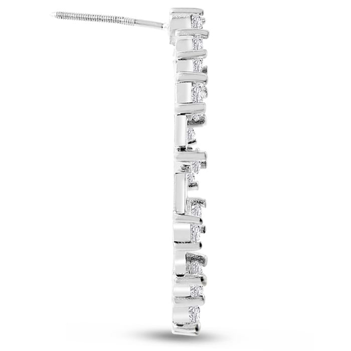 2 1/2 Carat Lab Grown Diamond Hoop Earrings In 14K White Gold, 1 Inch