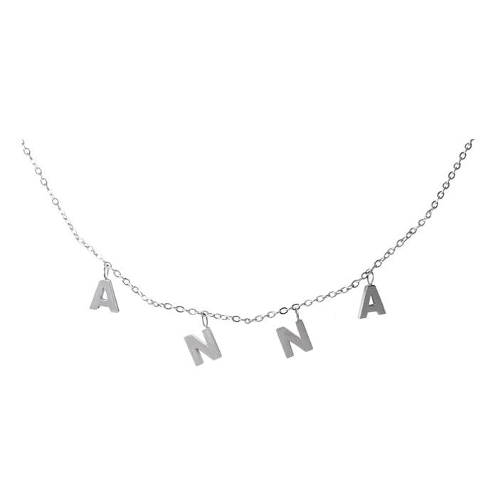Anna Name Necklace in White Gold Overlay 8mm 16 inch Chain by SuperJeweler