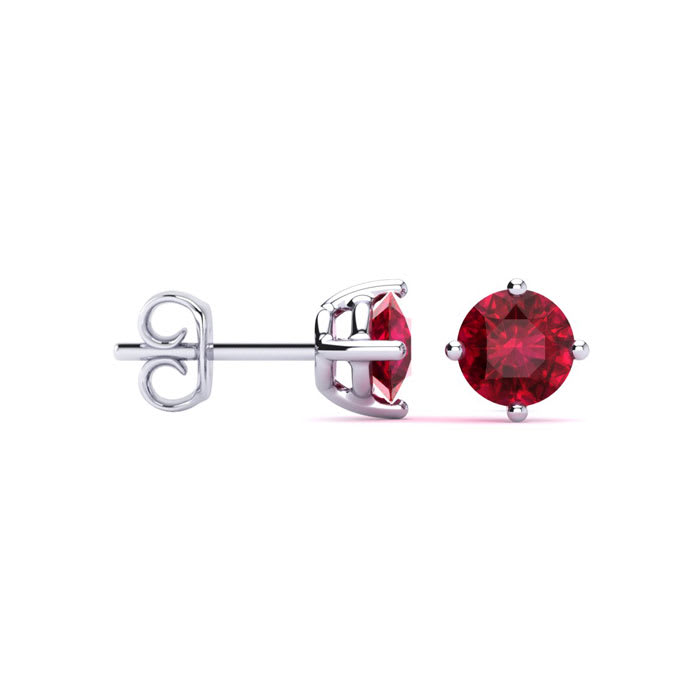 Red Ruby Earrings Silver