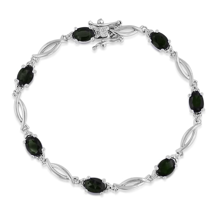3-1/2 Carat Opal Bracelet with Diamonds In Platinum Overlay, 7 Inches