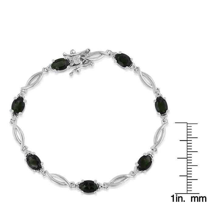 3-1/2 Carat Opal Bracelet with Diamonds In Platinum Overlay, 7 Inches