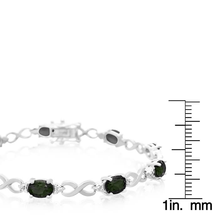 9 Carat Black Opal and Diamond Bracelet, Platinum Overlay, 7 Inches