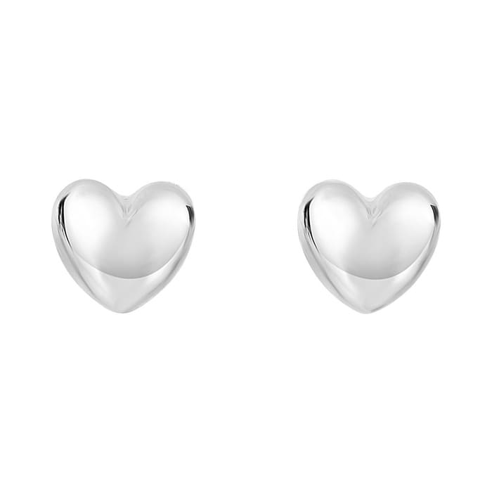 Heart Stud Earrings In 14 Karat White Gold