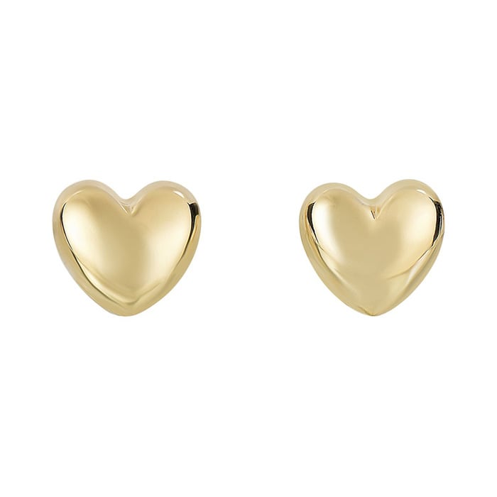 Heart Stud Earrings In 14 Karat Yellow Gold