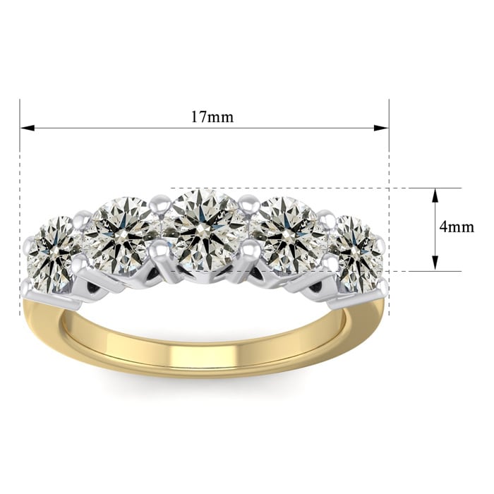 2 Carat Five Diamond Wedding Band In 10 Karat Yellow Gold