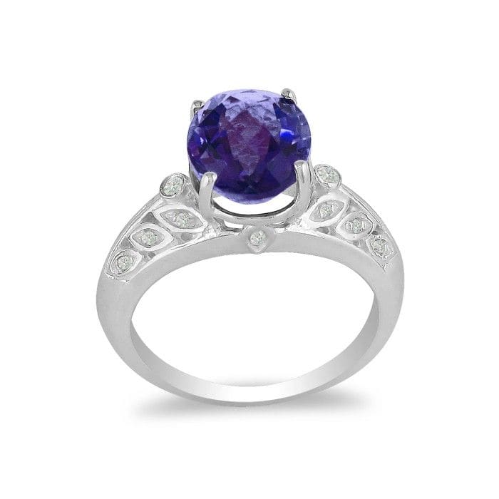 1 3/4 Carat Oval Shape Amethyst and Diamond Ring in 14 Karat White Gold