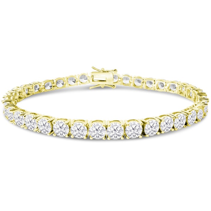 18 Carat Lab Grown Diamond Tennis Bracelet In 14 Karat Yellow Gold, 7 1/4 Inches