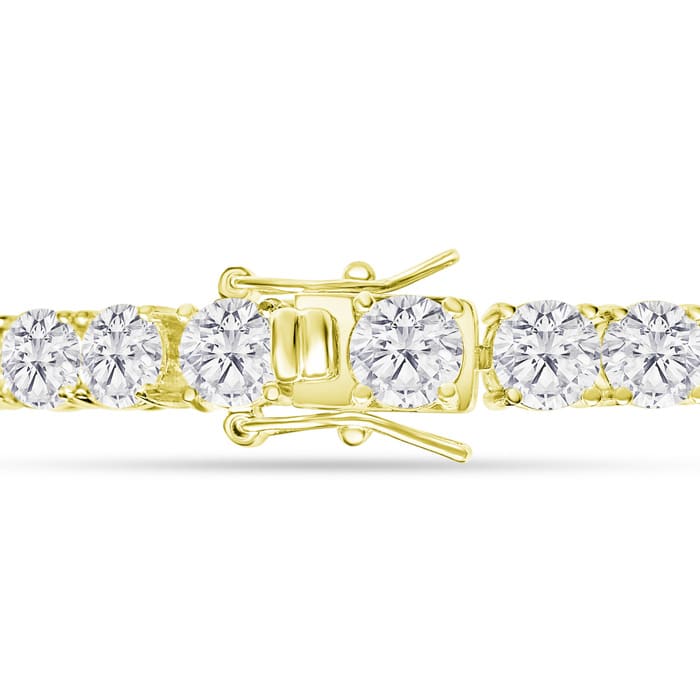 18 Carat Lab Grown Diamond Tennis Bracelet In 14 Karat Yellow Gold, 7 1/4 Inches
