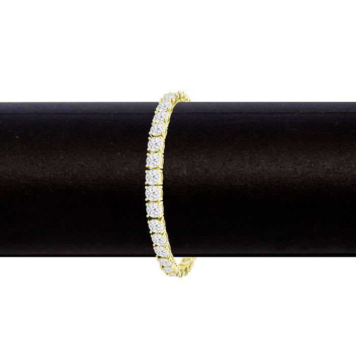 18 Carat Lab Grown Diamond Tennis Bracelet In 14 Karat Yellow Gold, 7 1/4 Inches