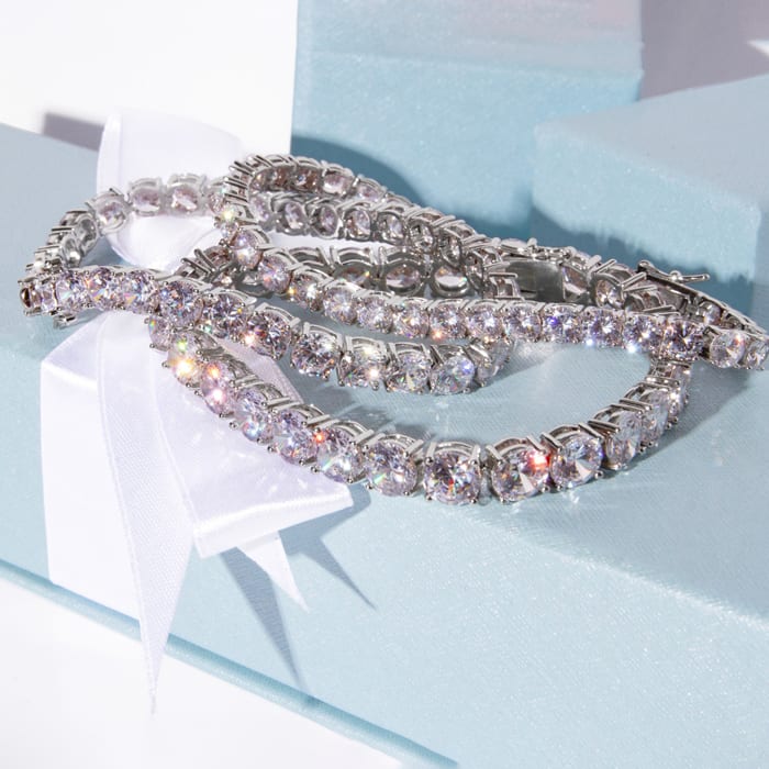 23 Carat Lab Grown Diamond Tennis Bracelet In 14 Karat White Gold, 7 1/4 Inches