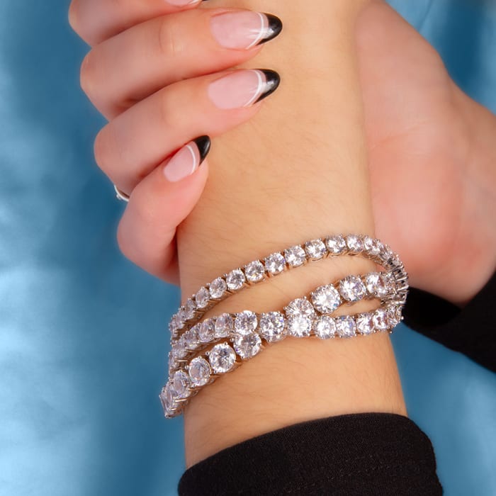 32 Carat Lab Grown Diamond Tennis Bracelet In 14 Karat White Gold, 7 1/4 Inches