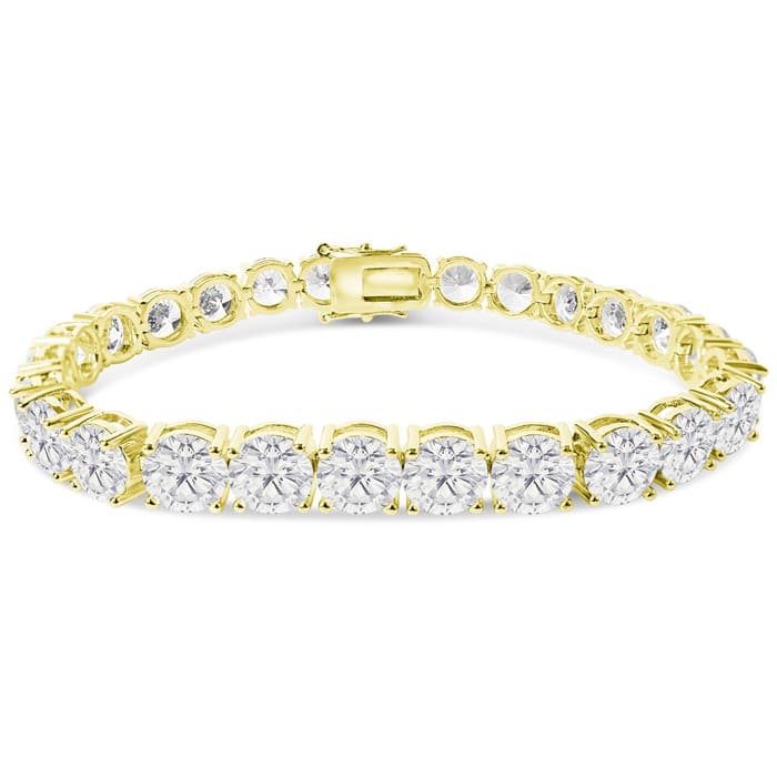 32 Carat Lab Grown Diamond Tennis Bracelet In 14 Karat Yellow Gold, 7 1/4 Inches