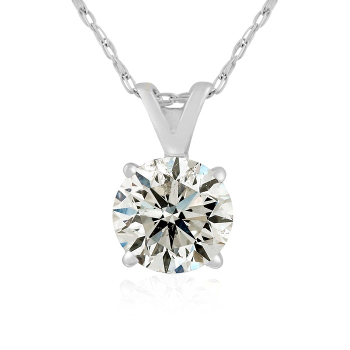 1 1/2 Carat Natural Diamond Solitaire Necklace in 14k White Gold