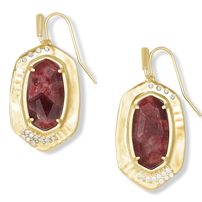KENDRA SCOTT -  Anna 14K Yellow Gold Plated Brass And Maroon Jade Earrings