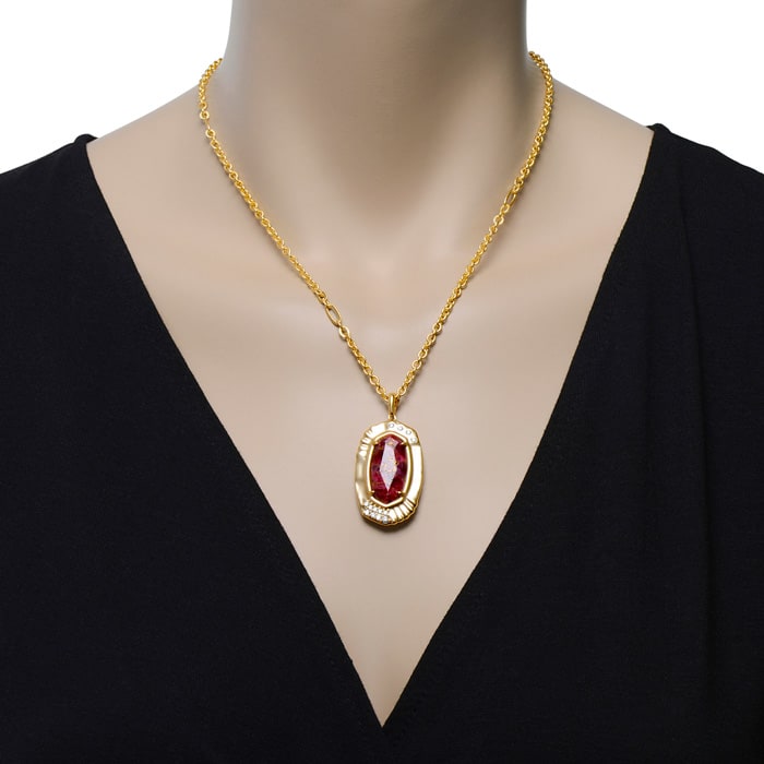 KENDRA SCOTT -  Anna 14K Gold Plated and Maroon Jade Pendant Necklace