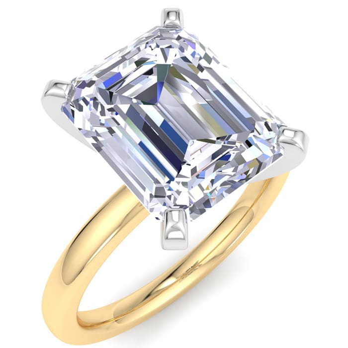 7 Carat Emerald Cut Lab Grown Diamond Ring In 14K Yellow Gold, Solitaire