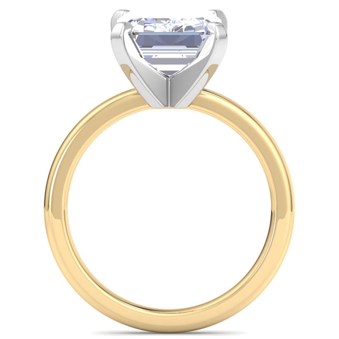 7 Carat Emerald Cut Lab Grown Diamond Ring In 14K Yellow Gold, Solitaire