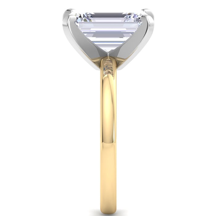 7 Carat Emerald Cut Lab Grown Diamond Ring In 14K Yellow Gold, Solitaire