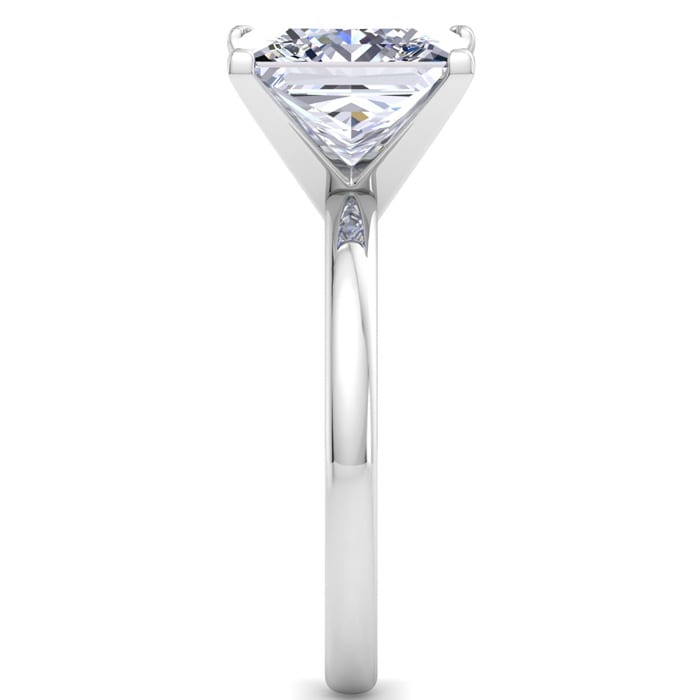 7 Carat Princess Cut Lab Grown Diamond Ring In 14K White Gold, Solitaire