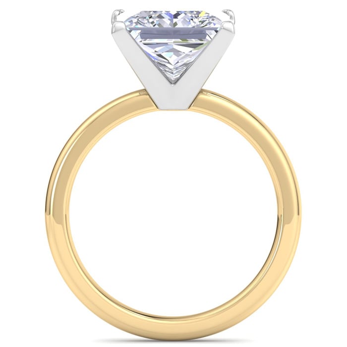 7 Carat Princess Cut Lab Grown Diamond Ring In 14K Yellow Gold, Solitaire
