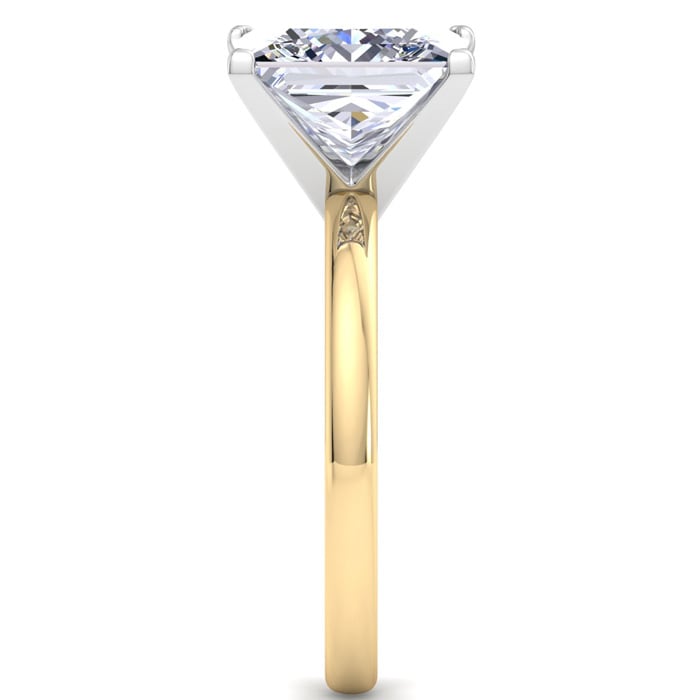 7 Carat Princess Cut Lab Grown Diamond Ring In 14K Yellow Gold, Solitaire