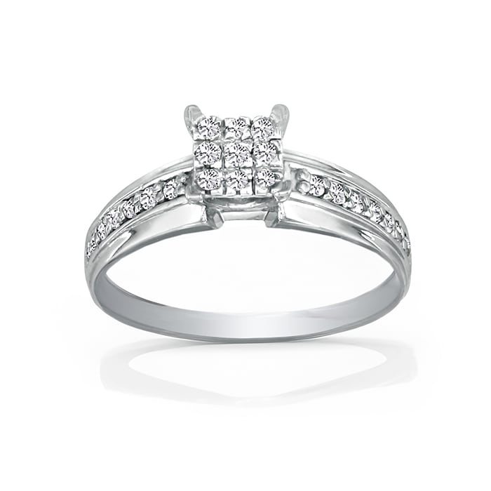 1/4ct Princess Shaped Head Diamond Engagement Ring In 10k White Gold