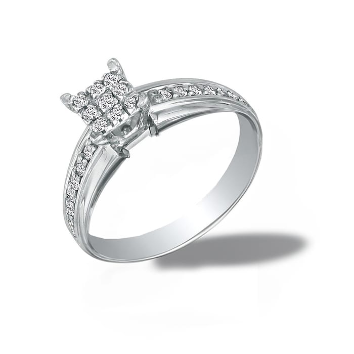 1/4ct Princess Shaped Head Diamond Engagement Ring In 10k White Gold
