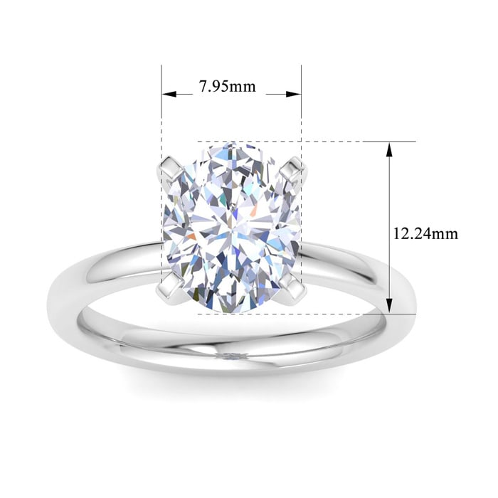 3.05 Carat Oval Shape Lab Grown Diamond Ring In 14K White Gold, Solitaire