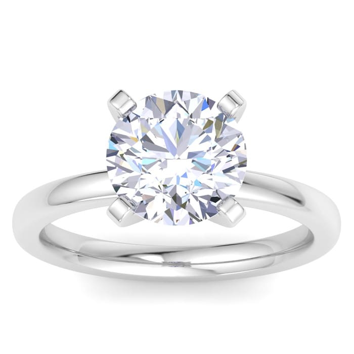 3 Carat Round Shape Lab Grown Diamond Ring In 14K White Gold, Solitaire