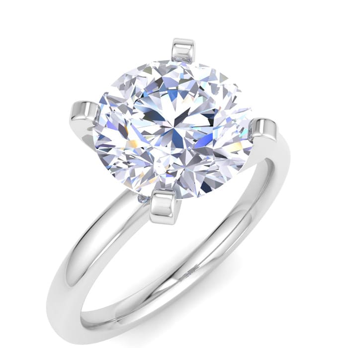 3 Carat Round Shape Lab Grown Diamond Ring In 14K White Gold, Solitaire
