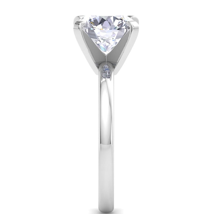 3 Carat Round Shape Lab Grown Diamond Ring In 14K White Gold, Solitaire